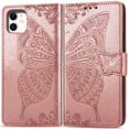 thumbnail image 1 of Wallet Case for iPhone, Embossed Butterfly Flower Premium PU Leather [Kickstand] [Card Slots] [Wrist Strap]Cover for iPhone, 1 of 7