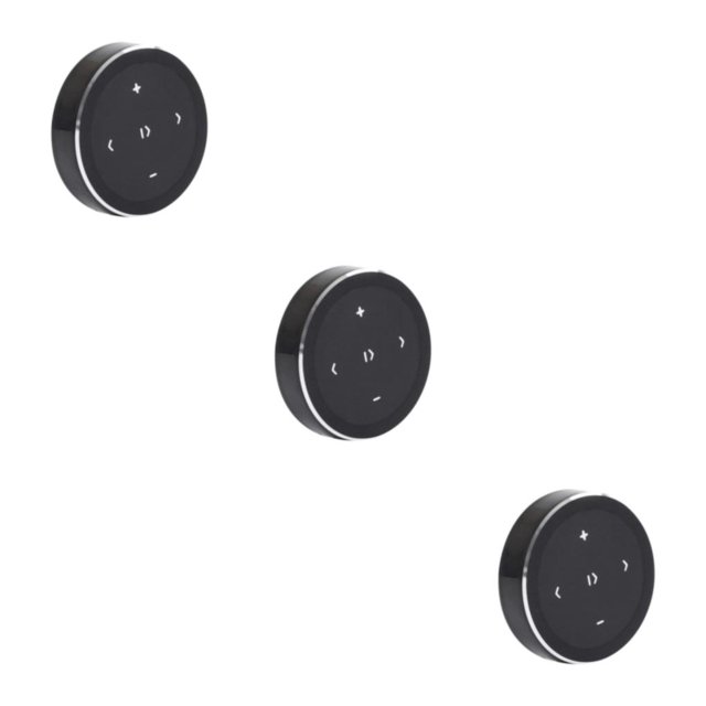 ZheElen Volant de Voiture Télécommande Musique Diffusion en Continu Noir 36x36x8.5mm 3ensemble