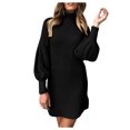 thumbnail image 1 of Fridja Robe Chandail à Col Roulé pour Femmes, Chandail à Manches Longues pour Dames, Mini Robes, 1 of 6