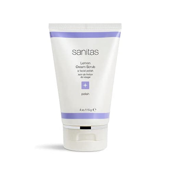 Sanitas Skincare Lemon Cream Scrub, Dual Action Manual Exfoliant, Facial Scrub, Vitamin C, 4 Ounces