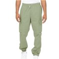 thumbnail image 1 of Autumn And Winter Mens Solid Color Work Pants Drawstring Leg Mouth Sticky Tape Pocket Casual Pants, 1 of 5