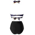 thumbnail image 4 of Womens Two Piece Swimsuits Women Vintage Swimsuit Two Piece Retro Halter Ruched High Waist Print Bikini Set, 4 of 6