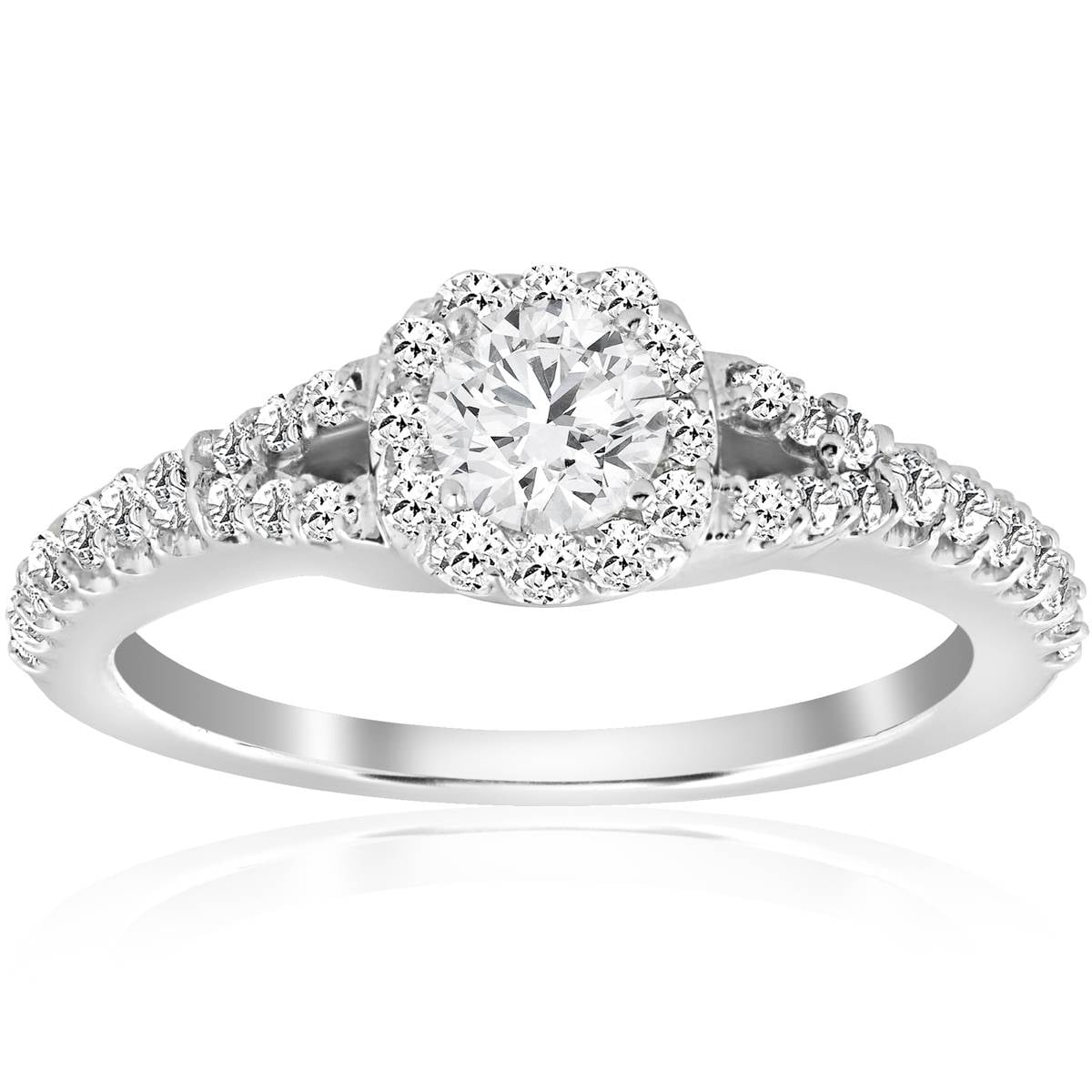 1.00 CT Round Cut Cushion Halo Diamond Engagement Ring