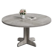 Round Dining Table 47 Inch - Black Wooden Curved Legs Kitchen Table for 4 Modern Dining Room,Gray