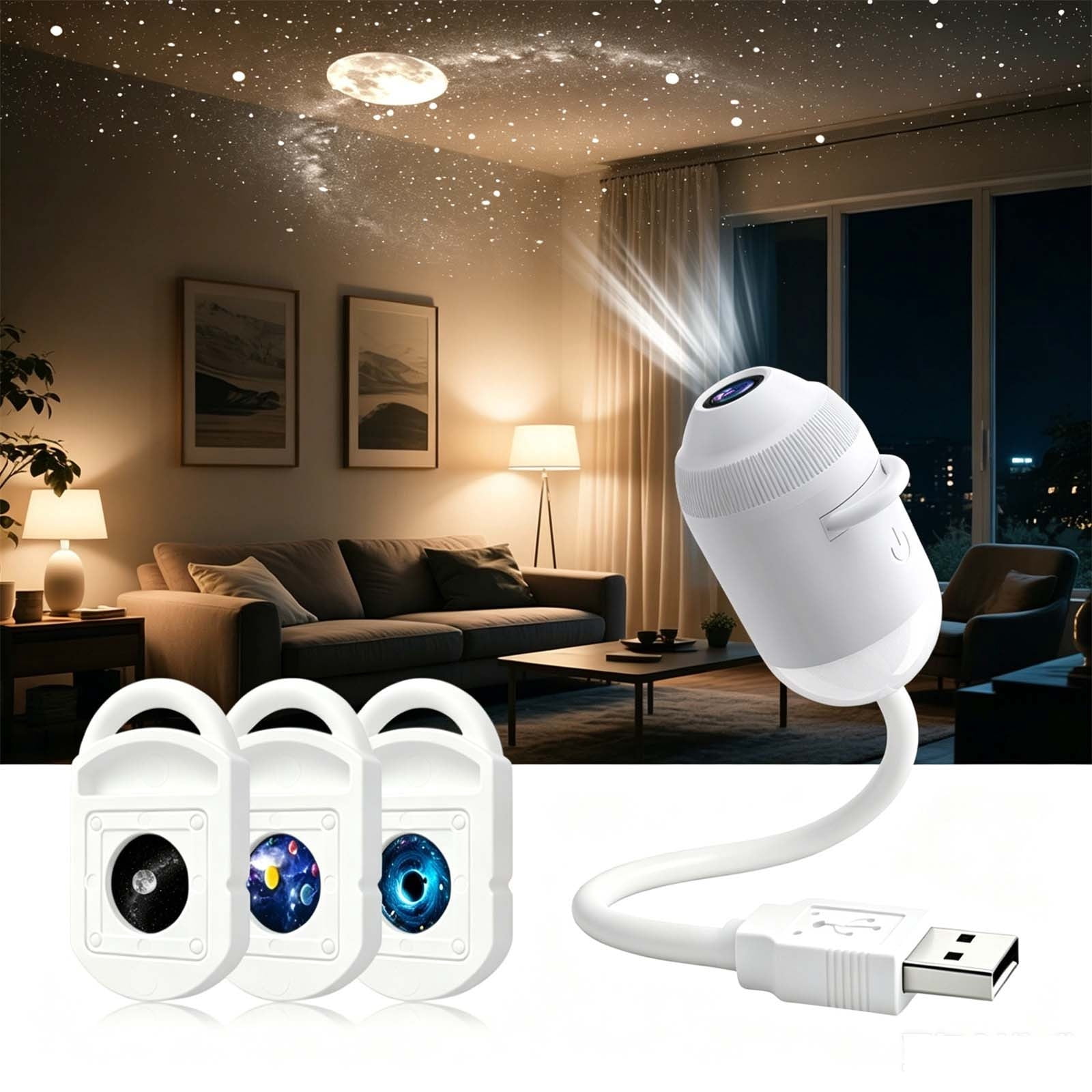 2-in-1 Starry Projector Night Light, 360° Adjustable LED Space Lamp ...