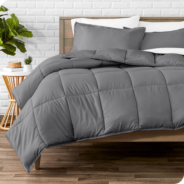 Bare Home Goose Down Alternative Comforter Set - 3 Piece Set - Oversized Queen, Gray