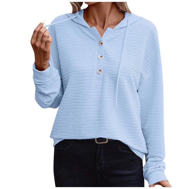 Pisexur Womens Oversized Sweatshirt 2024 Fashion Fall Hoodies Solid Color Button Collar Drawstring Stitching Sweatshirts Hoodies Pullover