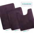 thumbnail image 3 of Set of 3 Clara Clark Bath Mat Bathroom Rug - Absorbent Memory Foam Bath Rugs - Non-Slip, Thick, Cozy Velvet Feel Microfiber Bathrug - Purple - Large 20"x32" - Small 17"x24" - Contour 24"x20", 3 of 6