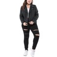 thumbnail image 2 of GRACE & GRANDEUR Women's Plus Size Denim Inclined Zip Motorcycle Jacket, 2 of 7