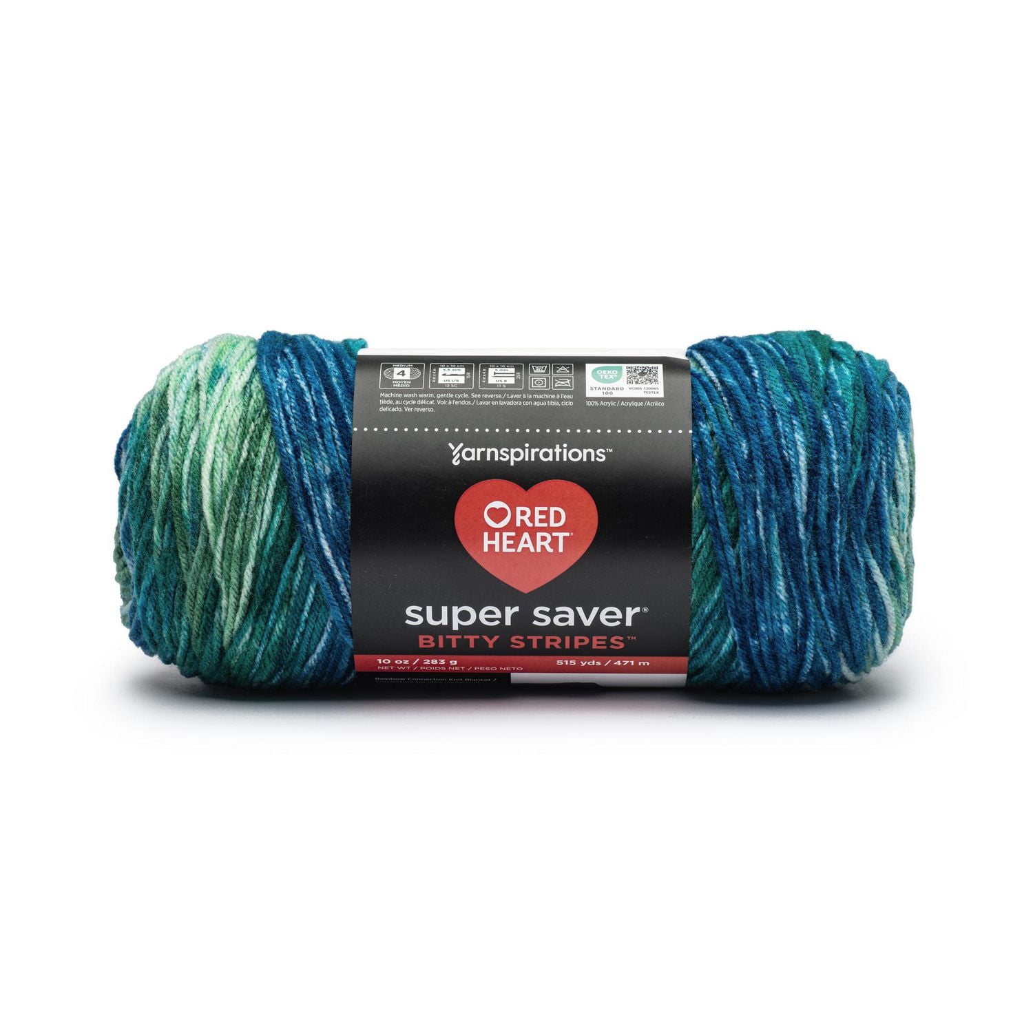 Red Heart® Super Saver® Bitty Stripes™ Fil, Acrylique #4 Moyen, 10oz/283g