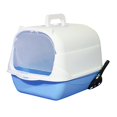 thumbnail image 1 of Hooded Cat Enclosed Cat Toilet Reusable Removable Cat Litter Tray Blue, 1 of 8