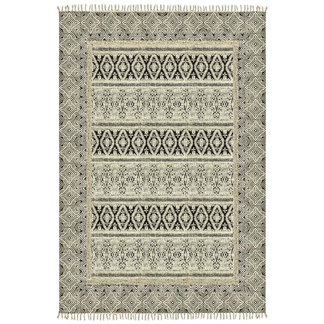 Casavani Handblock Printed Cotton Area Rug Square Dining, Bedroom Area Carpets, Gray 7x7 Feet