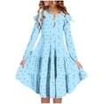 thumbnail image 2 of JDQJBZ Robe à Manches Longues pour Enfants, Imprimé de Cœurs, à Volants Superposés, Tenue d'Été Décontractée, 2 of 5