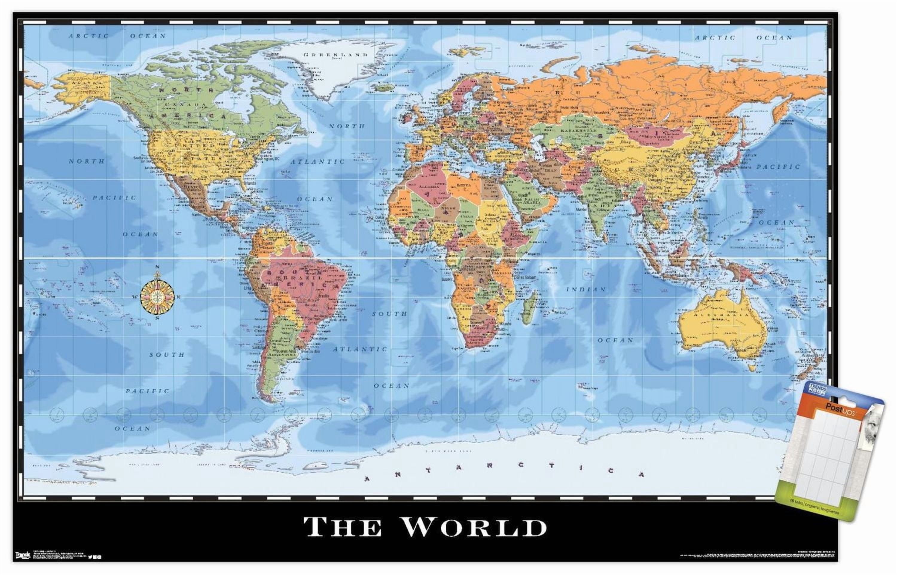 Map - World Wall Poster, 22.375" x 34"