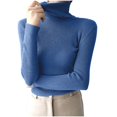 thumbnail image 1 of Yuyuzo Sweaters for Women Long Sleeve Turtlenecks Ribbed Knit Comfy Slim Fitted Basic Pullover Tops, 1 of 5