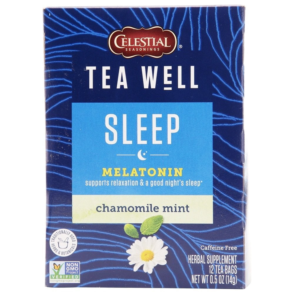 Celestial Seasonings - Tea Well Sleep Melatonin Caffeine-Free Tea Chamomile Mint - 12 Tea Bags