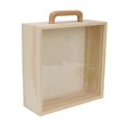 thumbnail image 2 of Wooden Box with Handle Keepsake Box Unpainted with Sliding Lid Empty Wooden Gift Boxes Wood Storage Box for DIY Storage Wedding Decorate Acrylic Lid Small, 2 of 8