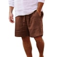 thumbnail image 1 of Ediodpoh Men Spring and Summer Pant Casual All Solid Color Painting Loose Plus Size Trouser Fashion Beach Pockets Short Linen Shorts for Men Brown XXXXL, 1 of 6