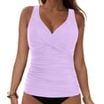 thumbnail image 4 of NIEWTR V-Neck Tankini Tops For Women Backless Adjusting Strap Bathing Suits Tummy Control Push Up Swimsuit Top(Light Purple,S), 4 of 9