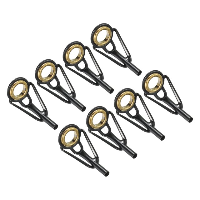 Unique Bargains Kit de Réparation d'Embout de Canne à Pêche en Acier Inoxydable 2,0 mm, Guide d'Anneau de Perche, Remplacement, Doré, Lot de 8