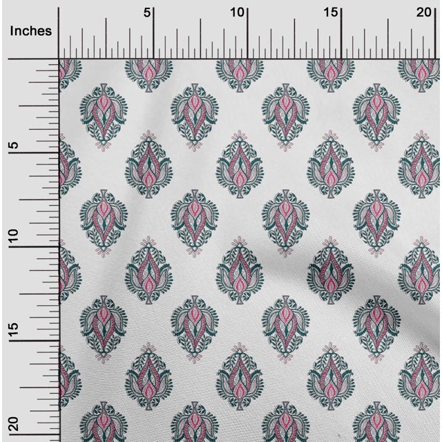 oneOone Georgette Viscose Fabric Leaves Block Print Sewing Fabric BTY 42 Inch Wide