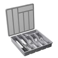 thumbnail image 1 of Silverware Organizer Tray with Lid for Kitchen Drawer and Countertop Storage Utensil Container with Six Compartments, 1 of 3