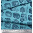 thumbnail image 2 of Soimoi Moss Georgette Fabric Grains & Fish Food Print Fabric by Yard 42 Inch Wide, 2 of 3