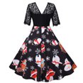 thumbnail image 4 of Jsaierl Robes de Noël pour Femmes 2024 Élégantes Décontractées à Manches Courtes Robe en Dentelle Robe de Fête des Fêtes Cocktail Robe à Volants, 4 of 5