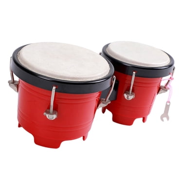 HILABEE 4" 5" Bongo Percussion Drum Set Tuning Drum Montessori Percussion Instrument for Red