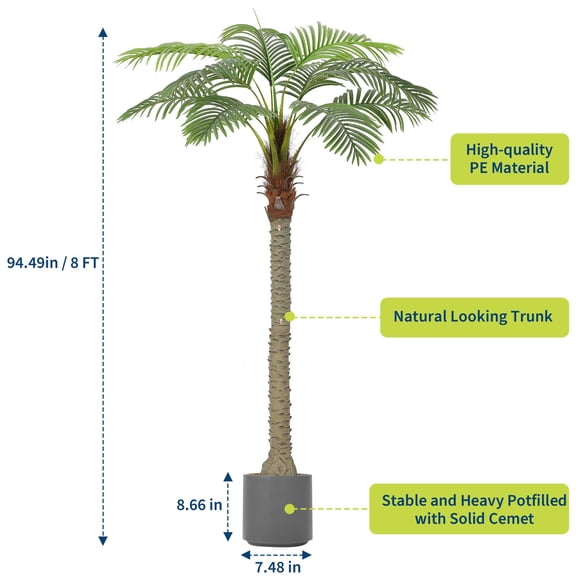 Kojooin Set of 2 Outdoor Artificial Palm Trees, Faux Palm Plants for Indoor Outdoor Home, Office, Backyard or Garden