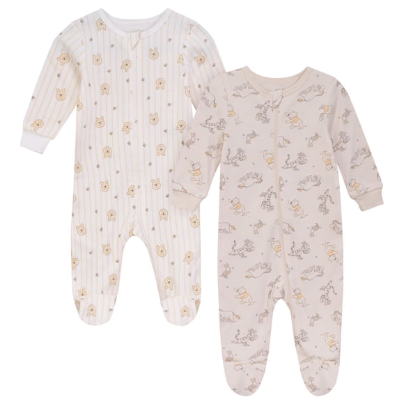 Disney Winnie l'Ourson ensemble 2mcx de dormeuses avec pieds en coton biologique unisexe