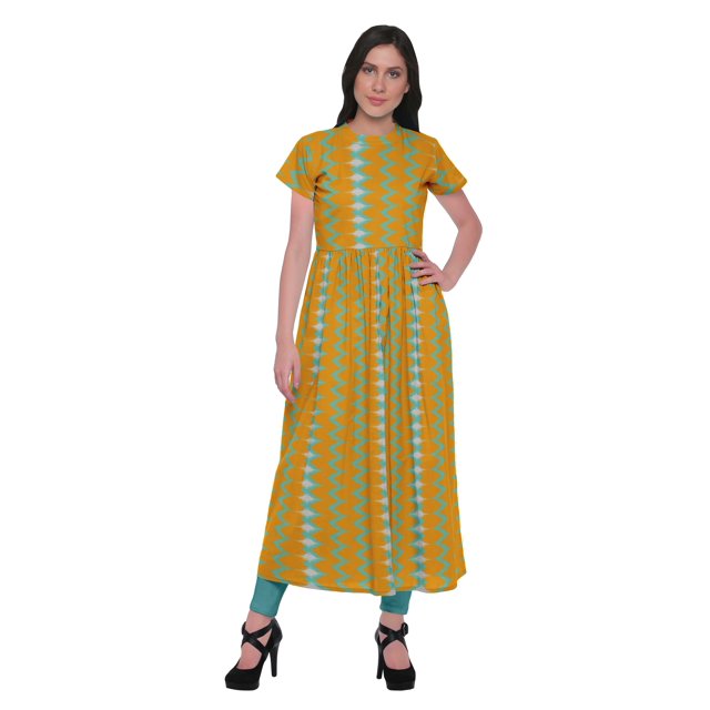 Moomaya Kurta Imprimé Tunique à Fente avant Hauts Femmes Tenue d'Été Kurti pour Dames
