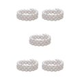 thumbnail image 2 of Thinsony Femmes Chic Perle Strass Stretch Bracelet Mariage Bal pour Mariée Blanc 3 Rangée 5Set, 2 of 6