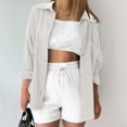 thumbnail image 2 of Timegard Hauts pour Femmes Col à Revers Manches Longues Chemises Boutonnées Couleur Unie Automne Décontracté Blouse Ample, 2 of 4