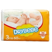 DB-1012 DryBebe #3 - Baby Diapers Medium pack of 60 units.   / Couches Bébé Moyen paq.de 60 unités.