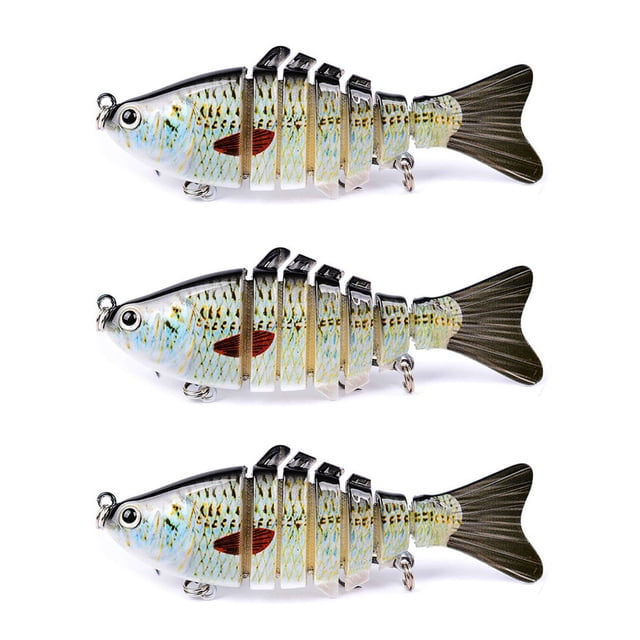 Lot de 3 Leurres de Pêche Eau Salée Appâts Réutilisables avec Perle Attraction Extérieure Swimbaits Artificiels Crankbait 10cm Type 14