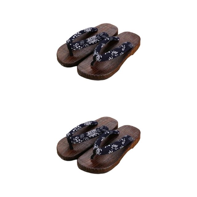 ZheElen Japanese Clogs Slippers Geta Sandals Flip Flops for Men Women 36 Blue Round Size 41 2Set