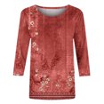 thumbnail image 4 of DPTALR T-shirt Imprimé Femme Mi-Longueur Manches 3/4 Blouse Col Rond Tops Décontractés, 4 of 5
