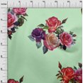 thumbnail image 2 of oneOone Tissu Polyester Lycra Feuilles et Roses Imprimés Aquarelle au Mètre 56 Pouces de Large, 2 of 4