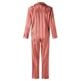 thumbnail image 4 of AherBiu Womens Pajama Sets Long Sleeve Button down Shirts with Pjs Pants Striped Loungewear Set Outfits, 4 of 5