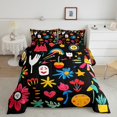 thumbnail image 2 of Erosebridal Colorful Flower Floral Bedding Comforter Set, Groovy Blossoms Leaves Down Comforter, Reversible 2 Pieces, 2 of 8