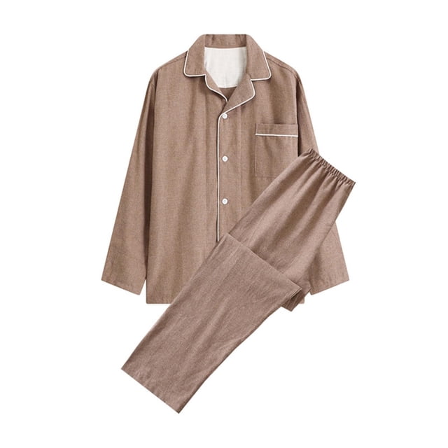 LSLJS Ensembles de Pyjama pour Hommes Décontractés Vêtements d'Intérieur Hauts à Manches Longues Pantalons Col Rabattu Pyjamas de Nuit Ensembles, Vêtements de Nuit pour Hommes Cadeaux pour Hommes