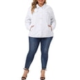 thumbnail image 2 of Agnes Orinda Women's Plus Size Jean Jacket Stitching Button Washed Denim Outerwear Coat 3X White, 2 of 6