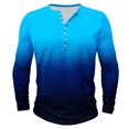thumbnail image 2 of Men's Printing Button Casual Long Sleeve Round-Neck Blouses Shirts RXIRUCGD Bleu, Taille: 2TG, 2 of 4