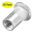 thumbnail image 1 of Unique Bargains 8-32 Écrous Rivets en Alliage d'Aluminium Tête Plate Filetée Écrou Argent 25 Pcs, 1 of 6