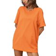 thumbnail image 1 of Plebaso T-Shirts en Coton pour Femmes à Manches Courtes, Col Rond, T-Shirts Basiques, Hauts Décontractés, Couleur Unie, Coupe Ample, 1 of 7