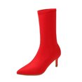 thumbnail image 2 of Women's Shoes British Style Fashionable Smooth Flock Pointed Candy Color Fine Heels Boots, 2 of 8