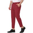 thumbnail image 4 of INSPIRE CHIC Men's Formal Cropped Pants Solid Color Flat Front Dress Trousers Burgundy 32, 4 of 4