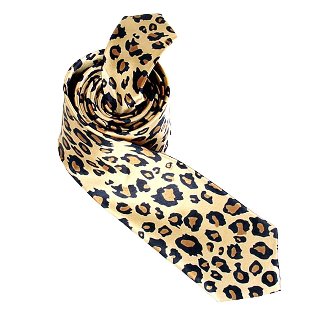Unisex Mens Slim Skinny Narrow Necktie Neck Tie Leopard Animal Print Pattern