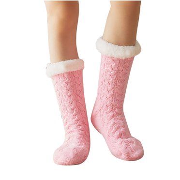 cfhntfmh Slipper Fuzzy Socks for Women Winter Warm Thick Thermal Cozy Plush Non Slip Soft Fleece Socks for Christmas